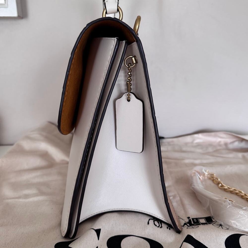 Coach Parker Top Handle 32 Bag Tan Cream Croc Embossed Ginny & Georgia Rare - Picture 9 of 16